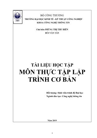 Tài liệu học tập môn Thực tập lập trình cơ bản (Phần 1)