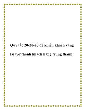 Tài liệu Quy tắc 20-20-20 để khiến khách vãng lai trở thành khách hàng trung thành!