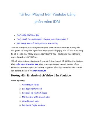 Tài liệu Tải trọn Playlist trên Youtube bằng phần mềm IDM