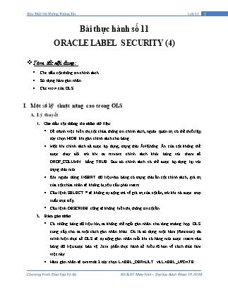 Tài liệu thực hành Bảo mật hệ thống thông tin - Bài thực hành số 11: Oracle Label Security (Phần 4)