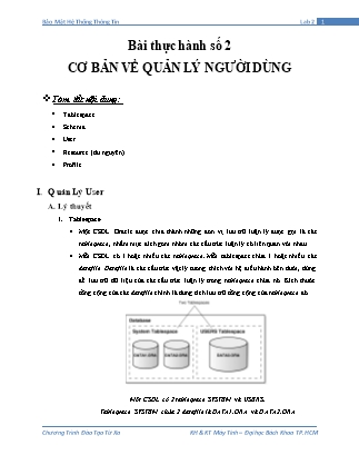 Tài liệu thực hành Bảo mật hệ thống thông tin - Bài thực hành số 2: Cơ bản về quản lý người dùng