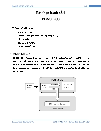 Tài liệu thực hành Bảo mật hệ thống thông tin - Bài thực hành số 4: PL/SQL (Phần 1)