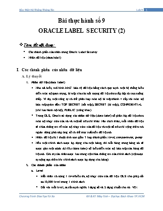 Tài liệu thực hành Bảo mật hệ thống thông tin - Bài thực hành số 9: Oracle Label Security (Phần 2)
