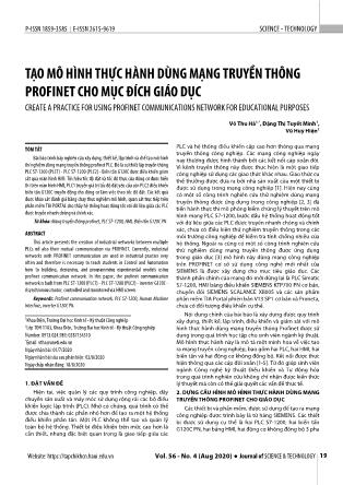 Tạo mô hình thực hành dùng mạng truyền thông Profinet cho mục đích giáo dục