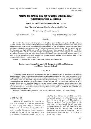 Tìm kiếm ảnh theo nội dung dựa trên mạng nơron tích chập và phương pháp sinh mã nhị phân