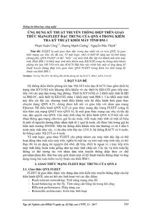 Ứng dụng kỹ thuật truyền thông điệp trên giao thức mạng FLEET đặc trưng của QNX 4 trong kiểm tra kỹ thuật khối máy tính MB-1