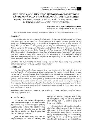 Ứng dụng và cải tiến hệ số tương đồng cosine trong xây dựng và quản lý ngân hàng câu hỏi trắc nghiệm