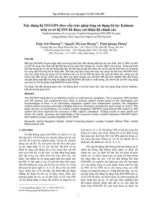 Xây dựng hệ INS/GPS theo cấu trúc ghép lỏng sử dụng bộ lọc Kalman trên cơ sở hệ INS đã được cải thiện độ chính xác