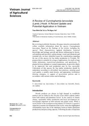 A review of cunninghamia lanceolata (Lamb.) Hook: A recent update and potential application in Vietnam