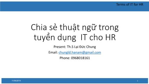 Bài giảng Chia sẻ thuật ngữ trong tuyển dụng IT cho HR