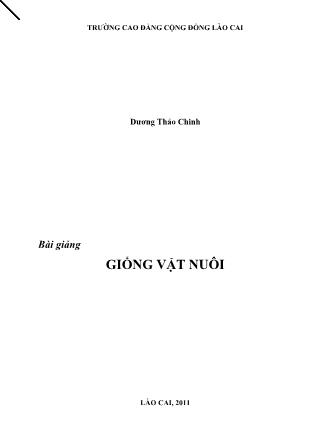 Bài giảng Giống vật nuôi