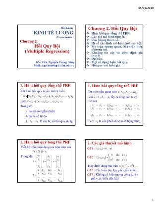 Bài giảng Kinh tế lượng - Chương 2: Hồi quy bội (Multiple regression) - Nguyễn Trung Đông