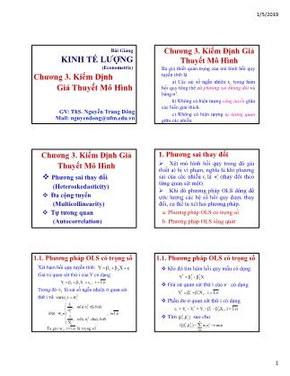 Bài giảng Kinh tế lượng - Chương 3: Kiểm định giả thuyết mô hình - Nguyễn Trung Đông