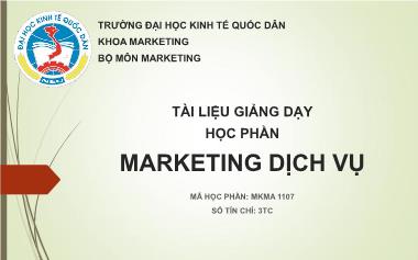 Bài giảng Marketing dịch vụ