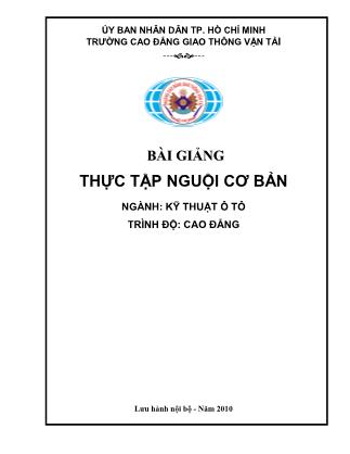 Bài giảng Thực tập nguội cơ bản