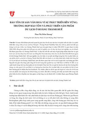 Bảo tồn di sản văn hoá vì sự phát triển bền vững: Trường hợp bảo tồn và phát triển sản phẩm du lịch ở Hoàng thành Huế