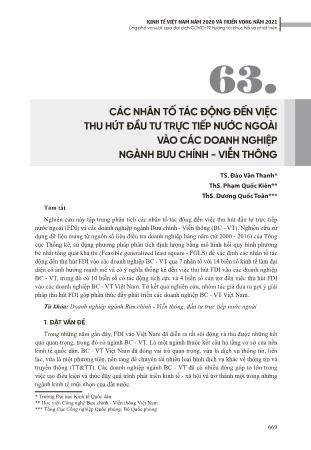 Các nhân tố tác động đến việc thu hút đầu tư trực tiếp nước ngoài vào các doanh nghiệp ngành Bưu chính - Viễn thông