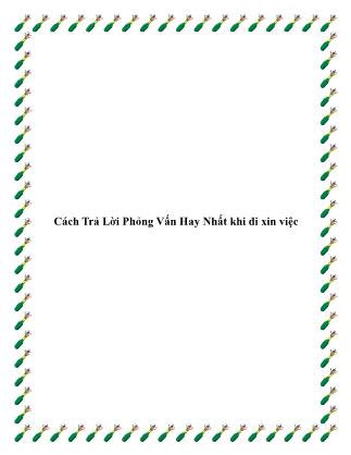 Cách trả lời phỏng vấn hay nhất khi đi xin việc