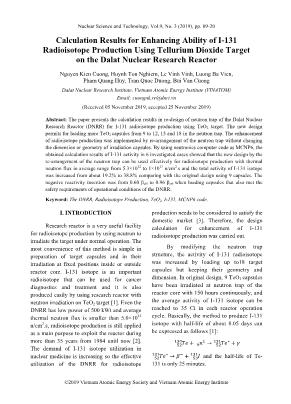 Calculation results for enhancing ability of I-131 radioisotope production using tellurium dioxide target on the dalat nuclear research reactor