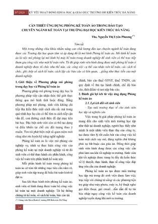 Cần thiết ứng dụng phòng kế toán ảo trong đào tạo chuyên ngành Kế toán tại trường Đại học Kiến trúc Đà Nẵng
