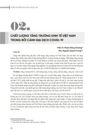 Chất lượng tăng trưởng kinh tế Việt Nam trong bối cảnh đại dịch Covid-19