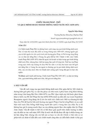 Chiến tranh Pháp - Phổ và quá trình hoàn thành thống nhất nước Đức (1870-1871)