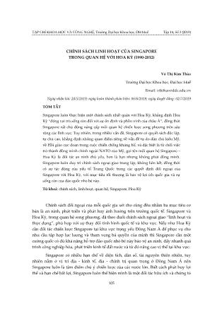 Chính sách linh hoạt của Singapore trong quan hệ với Hoa Kỳ (1990-2012)