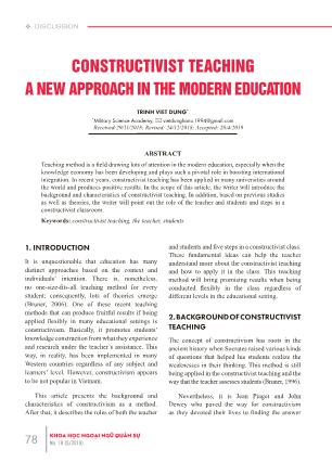 Constructivist teaching a new approach in the modern education