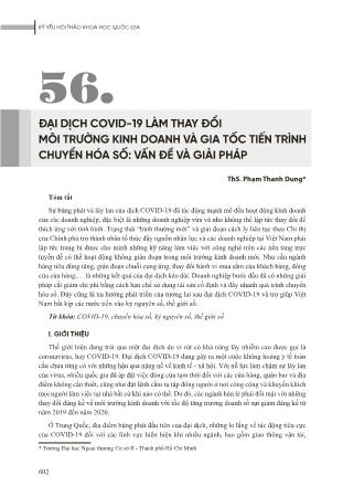 Đại dịch Covid-19 làm thay đổi môi trường kinh doanh và gia tốc tiến trình chuyển hóa số: Vấn đề và giải pháp