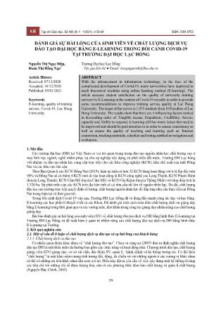 Đánh giá sự hài lòng của sinh viên về chất lượng dịch vụ đào tạo đại học bằng E-Learning trong bối cảnh Covid-19 tại trường Đại học Lạc Hồng