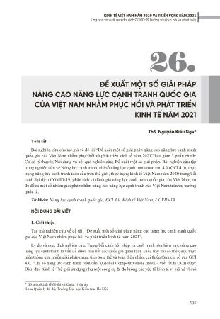 Đề xuất một số giải pháp nâng cao năng lực cạnh tranh quốc gia của Việt Nam nhằm phục hồi và phát triển kinh tế năm 2021