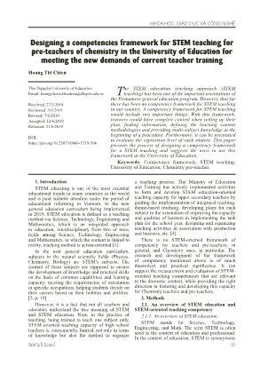 Designing a competencies framework for STEM teaching for pre-Teachers of chemistry in the University of Education for meeting the new demands of current teacher training