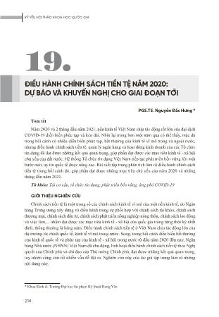 Điều hành chính sách tiền tệ năm 2020: Dự báo và khuyến nghị cho giai đoạn tới