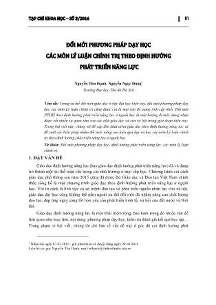 Đổi mới phương pháp dạy học các môn Lý luận chính trị theo định hướng phát triển năng lực