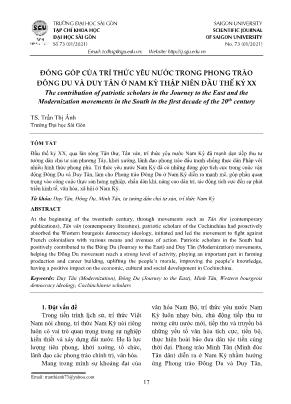 Đóng góp của trí thức yêu nước trong phong trào Đông Du và Duy Tân ở Nam Kỳ thập niên đầu thế kỷ XX