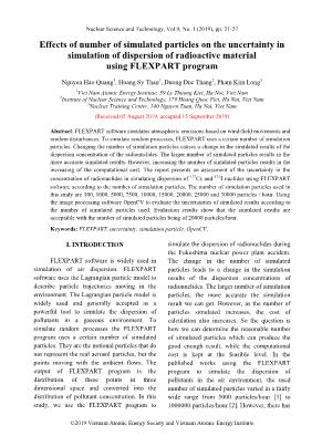 Effects of number of simulated particles on the uncertainty in simulation of dispersion of radioactive material using FLEXPART program