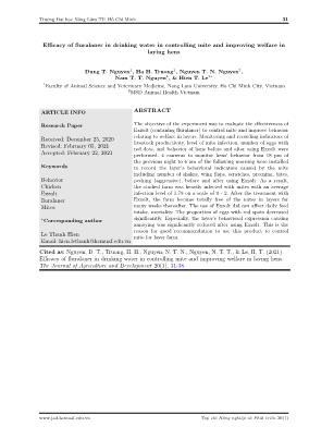 Efficacy of fluralaner in drinking water in controlling mite and improving welfare in laying hens