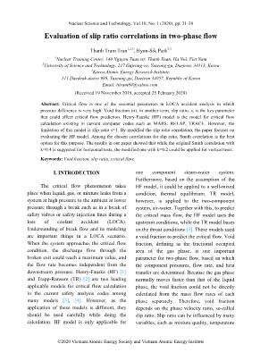 Evaluation of slip ratio correlations in two-phase flow