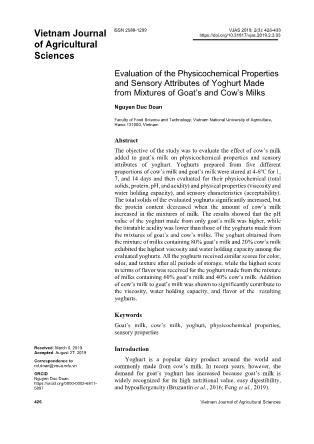 Evaluation of the physicochemical properties and sensory attributes of yoghurt made from mixtures of goats and cows milks