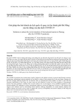 Giải pháp thu hút khách du lịch quốc tế quay trở lại thành phố Đà Nẵng sau tác động của đại dịch Covid-19