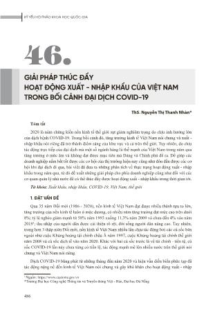 Giải pháp thúc đẩy hoạt động xuất - Nhập khẩu của Việt Nam trong bối cảnh đại dịch Covid-19