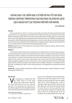 Giảng dạy các môn học có nội dung về văn hóa trong chương trình đào tạo đại học ngành Du lịch (Qua khảo sát tại thành phố Hồ Chí Minh)