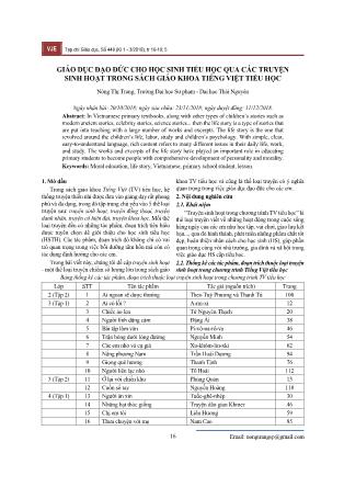 Giáo dục đạo đức cho học sinh Tiểu học qua các truyện sinh hoạt trong sách giáo khoa tiếng Việt Tiểu học