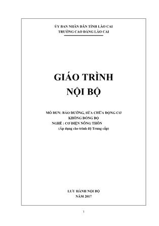 Giáo trình Bảo dưỡng, sửa chữa động cơ không đồng bộ - Nghề: Cơ điện nông thôn