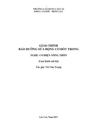 Giáo trình Bảo dưỡng sửa động cơ đốt trong - Nghề: Cơ điện nông thôn