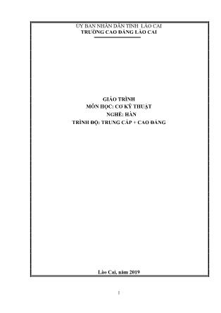 Giáo trình Cơ kỹ thuật - Nghề: Hàn