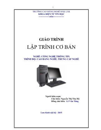 Giáo trình Lập trình cơ bản - Nguyễn Thị Thu Hà