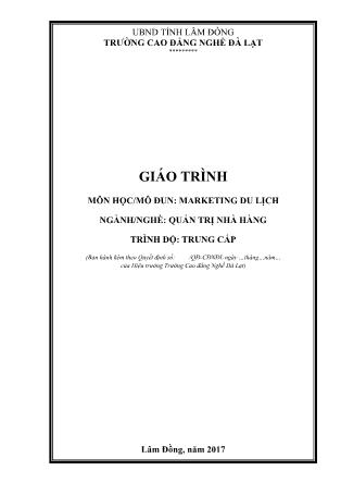 Giáo trình Marketing du lịch (Phần 1)