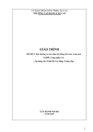 Giáo trình mô đun Bảo dưỡng và sửa chữa hệ thống bôi trơn & Làm mát