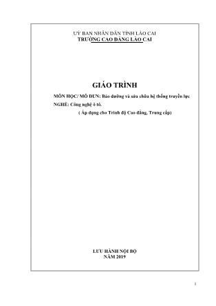 Giáo trình mô đun Bảo dưỡng và sửa chữa hệ thống truyền lực (Mới)